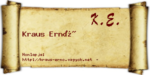 Kraus Ernő névjegykártya