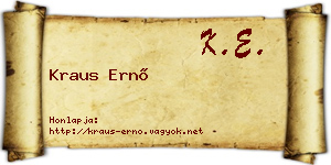 Kraus Ernő névjegykártya